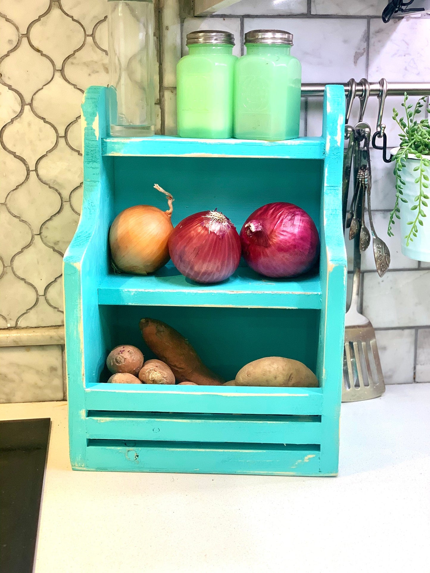 apartment veggie bin, countertop storage, home decor, bathroom organizer,vegetable storage,storage bin,2 piece