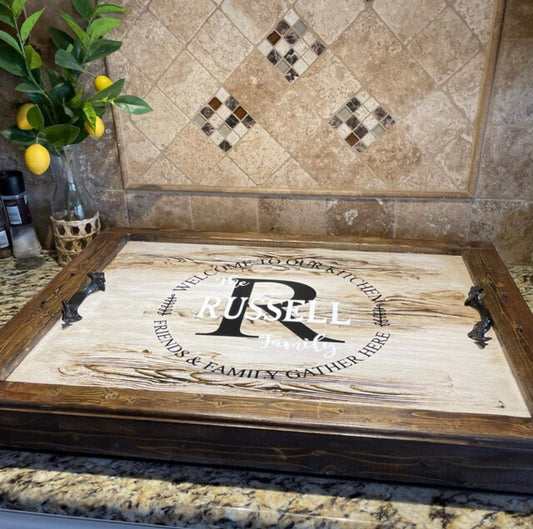 5 STYLES,CUSTOM size stove cover,Full coverage for gas/Electric stove,Box with Handles top cover, cooktop noodleboard,Vintage Grain Stain Frame,Box w handles