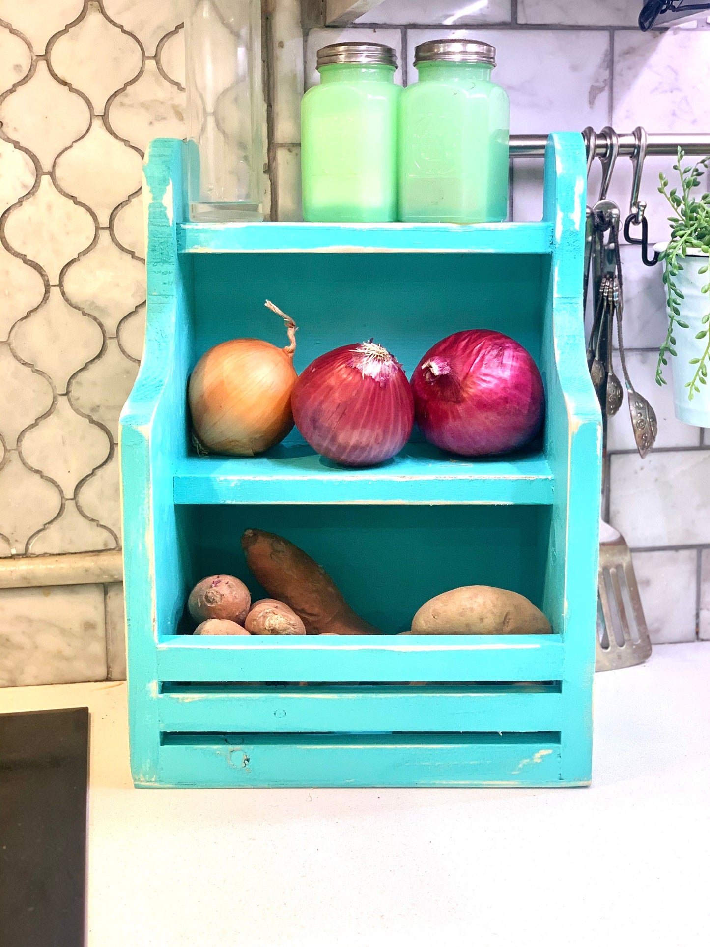apartment veggie bin, countertop storage, home decor, bathroom organizer,vegetable storage,storage bin,2 piece