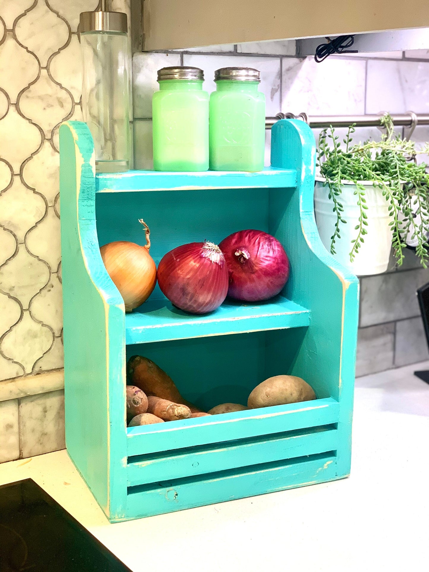 apartment veggie bin, countertop storage, home decor, bathroom organizer,vegetable storage,storage bin,2 piece
