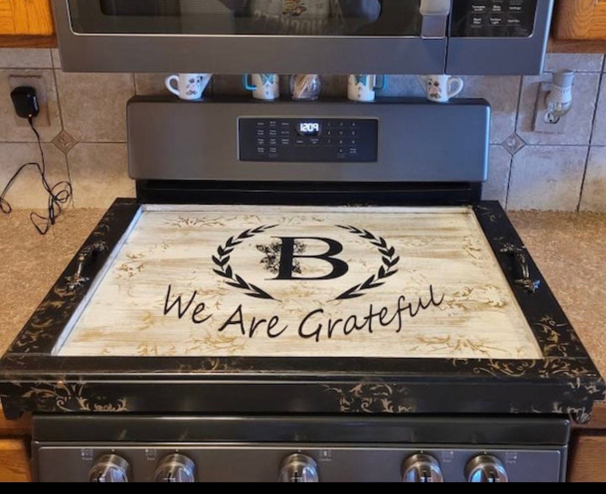 SURROUND style stove Cover , stove top cover for electric stove, wooden stove top cover, Glass stove top cover,SILVER or GOLD toille wash