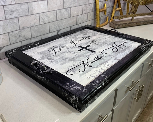 SURROUND style stove Cover , stove top cover for electric stove, wooden stove top cover, Glass stove top cover,SILVER or GOLD toille wash