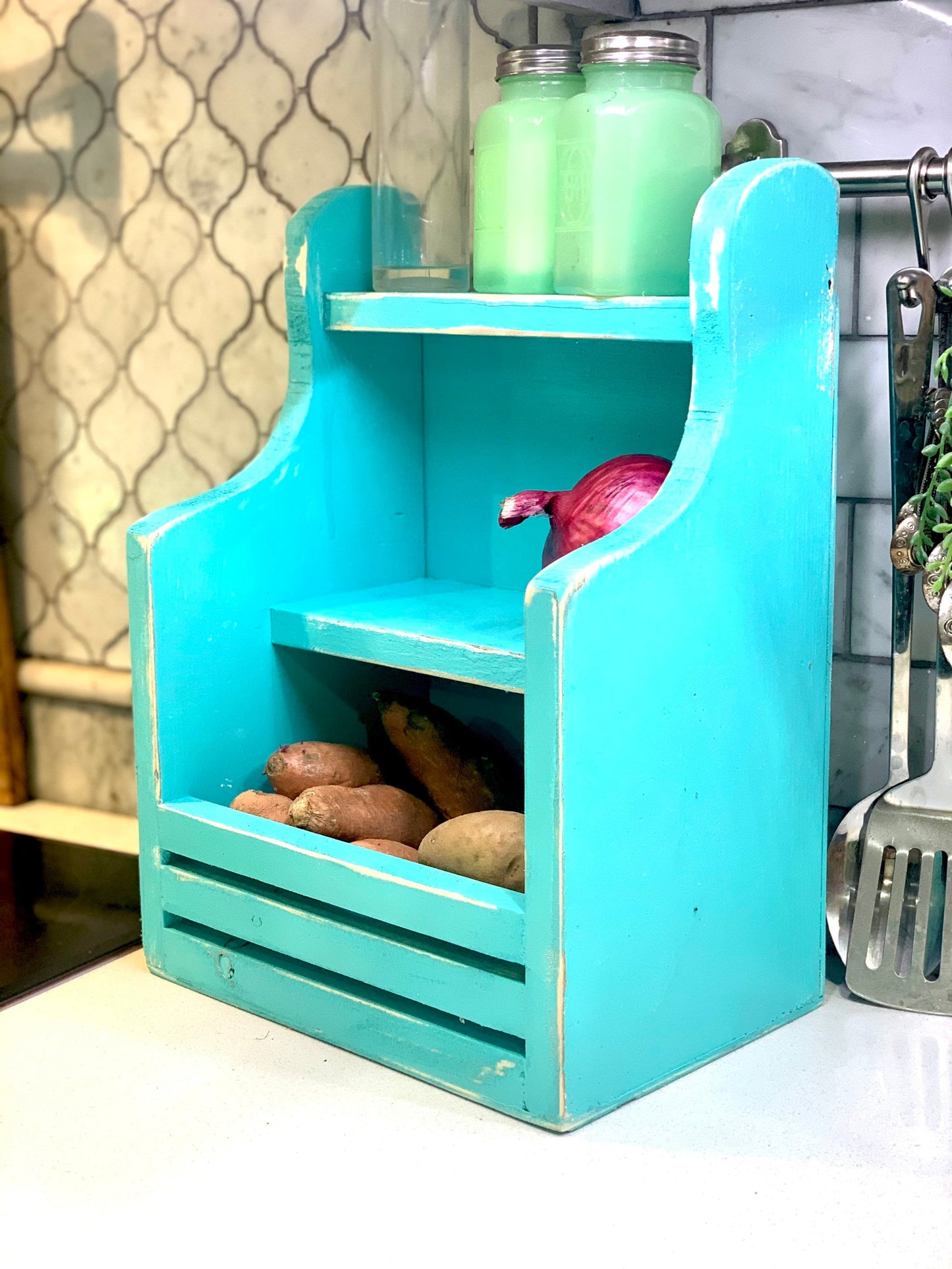 apartment veggie bin, countertop storage, home decor, bathroom organizer,vegetable storage,storage bin,2 piece