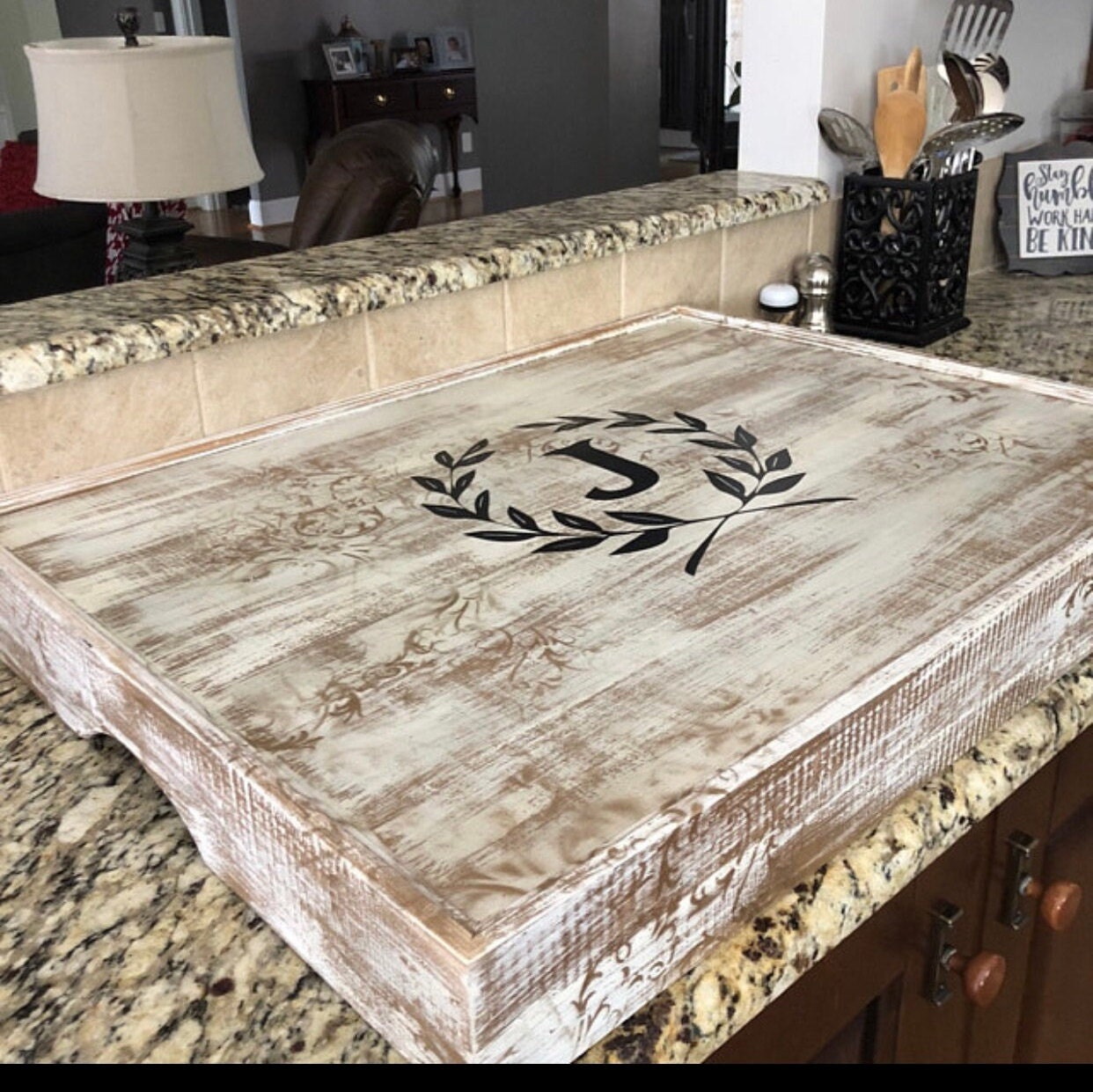 Wood Custom stove cover, Full coverage, gas stove cover, electric stove top cover, modern cover, SURROUND Box Toille Wash Gold or Silver